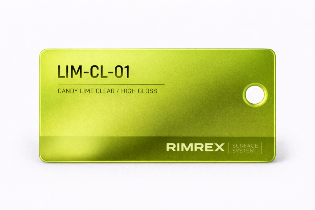 wzornik koloru felg RIMREX lime candy LIM-CL-01 wykończenie połysk