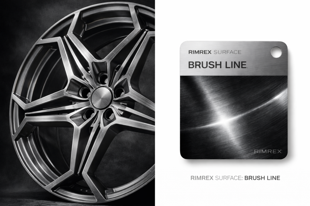 felga RIMREX w wykończeniu brush line szczotkowane aluminium struktura metalu